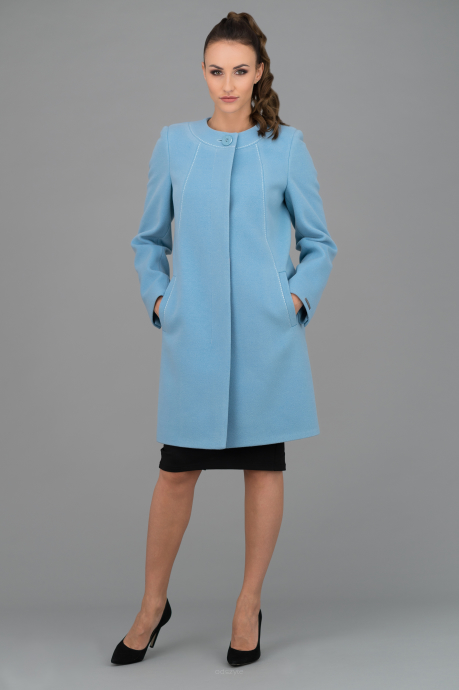 Błękitny wełniany płaszcz Inez Lux