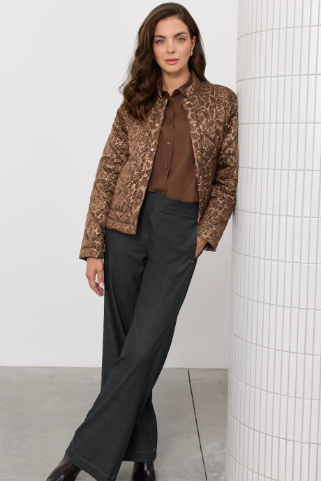 Eleganckie szerokie spodnie z prostą nogawką w grafitowym odcieniu