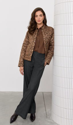 Eleganckie szerokie spodnie z prostą nogawką w grafitowym odcieniu