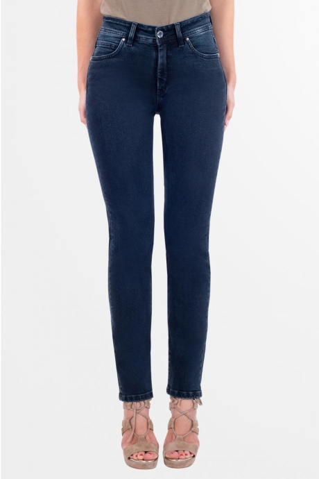 Ciemnoniebieskie, klasyczne spodnie jeansowe Daisy