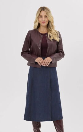 Granatowa spódnica midi z denimu