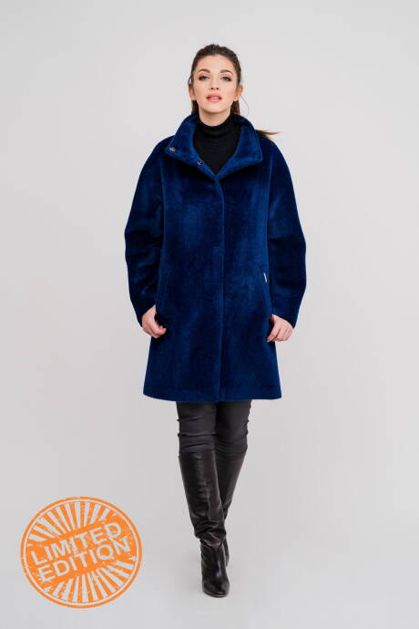 Modrakowy płaszcz z suri alpaki Ksenia