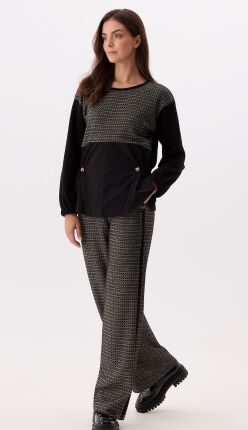Czarno-złote spodnie z geometrycznym wzorem